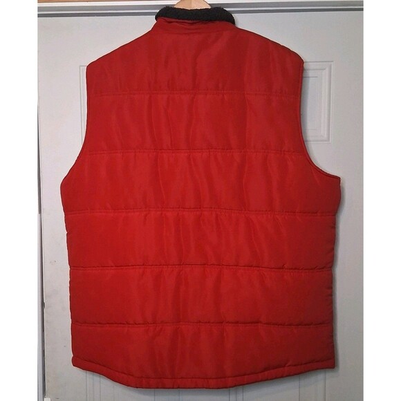 Field & Stream Puffer Vest Men's XL Red Quilted Insulated Full Zip Sherpa Collar - Picture 5 of 7